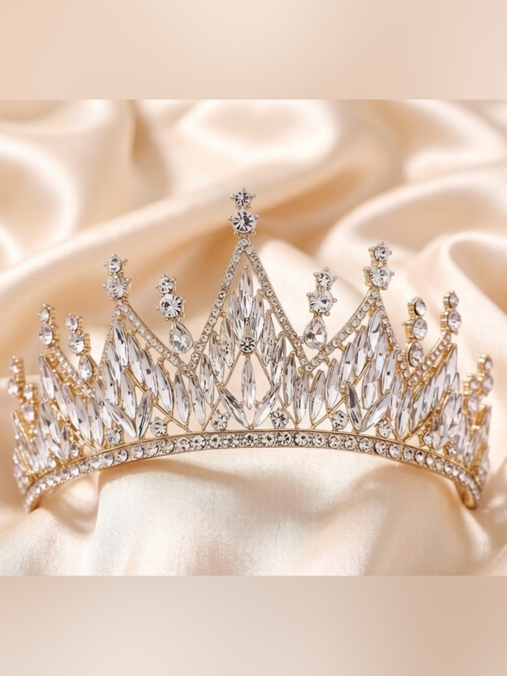 Gold Crystal Bridal Tiara Crown - Women's Hair Accessory